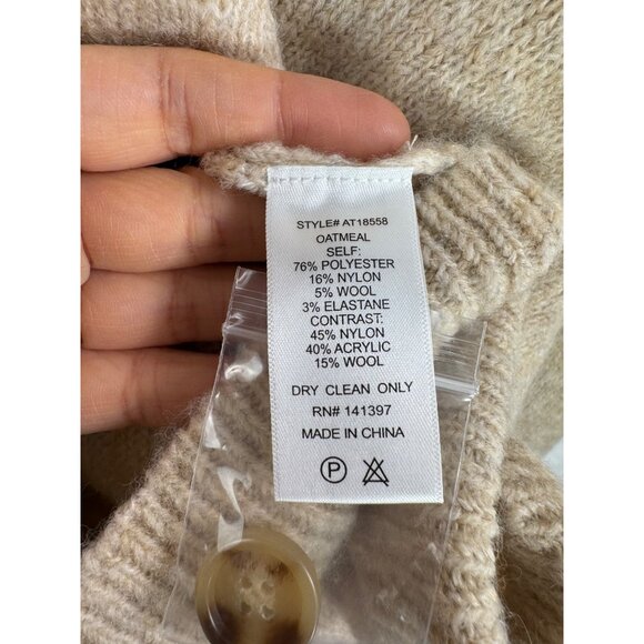 ASTR All in Favor Mixed‎ Stitch cardigan tan wool blend old money sz XL - Picture 6 of 8